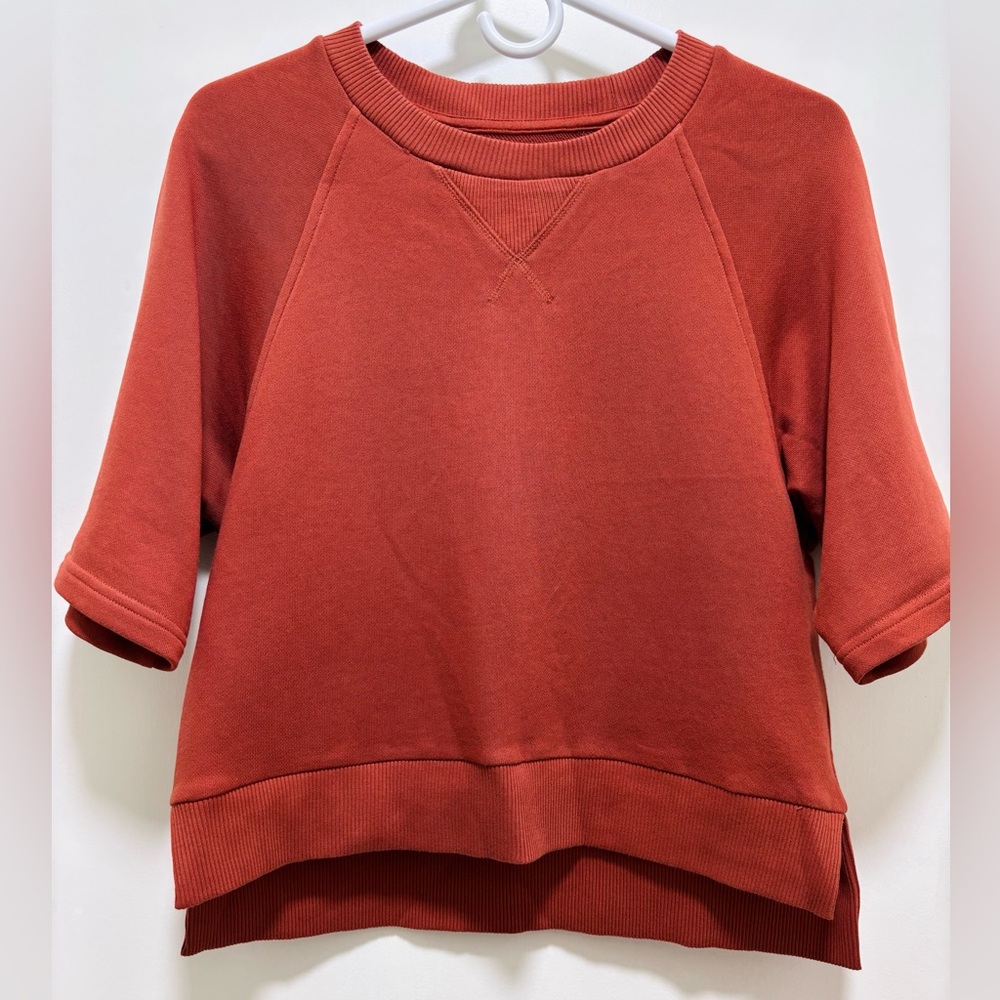 Madewell Red Boxy 3/4 Sleeve Sweatshirt | Size XS